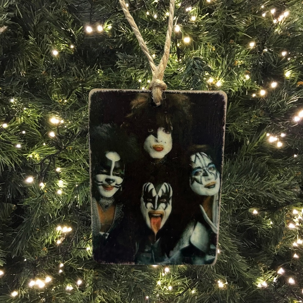 Handcrafted Rock Band Kiss  Holiday Christmas Keepsake Tree Ornament 2.5”x3.5”